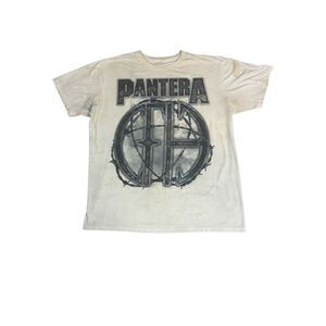 Pantera Band T-Shirt Cream Graphic Tee Metal Rock Oversized Fit